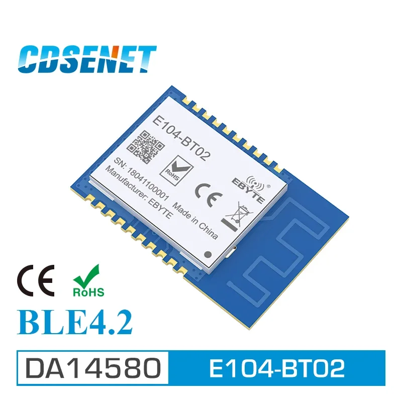 Módulo Azul-Dente sem fio, UART para BLE, DA14580, BLE4.2, Receptor do Transmissor, Antena PCB, E104-BT02, Transmissão Transparente
