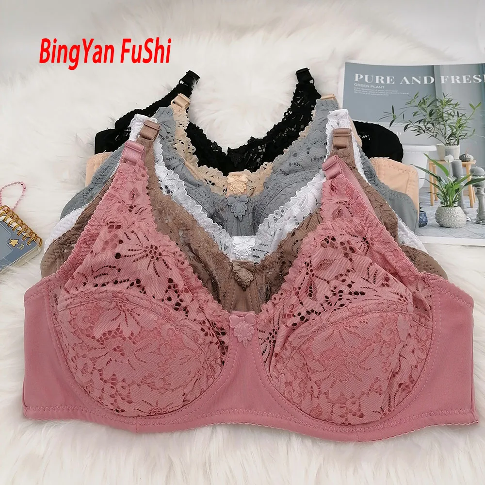 Transparent underwear Mother's bra large size sexy lace bra for women high quality underwire push up bralette pad Cotton bh C17