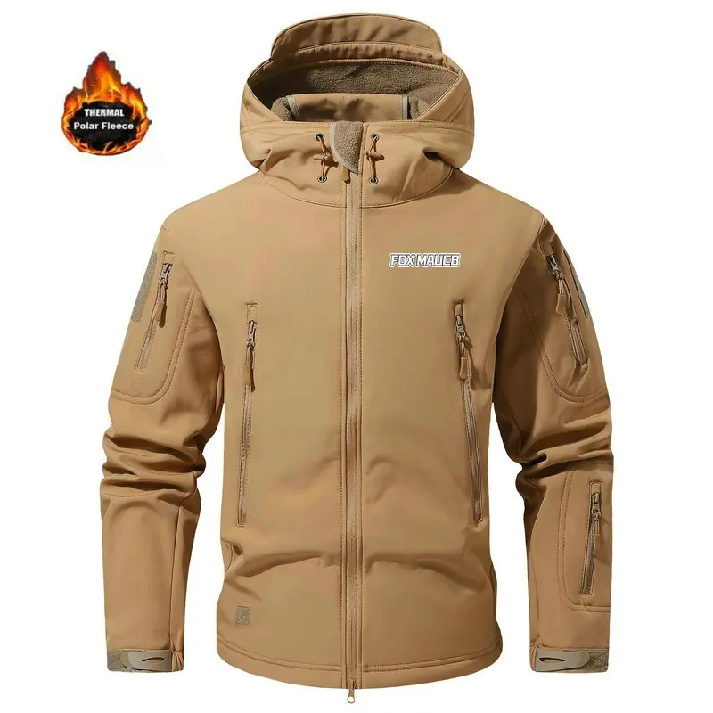 

FOXMAUCB Men's Winter Autumn Softshell Fleece Jackets Waterproof Outdoor Hiking Hunting Thermal Camping Cargo Coats Warm M-4XL