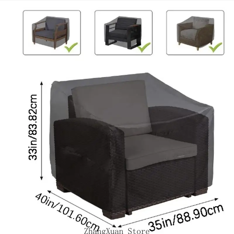 Einzelstuhlbezug aus schwarzem 210D-Stoff für Outdoor-Sessel 3XUF – Detail 6