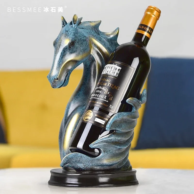 

Abstract Horse Head Wine Bottle Holder Ornamental Resin Charger Sculpture Wine Rack Barware Craft Decor Kitchen Art Pub Supplies