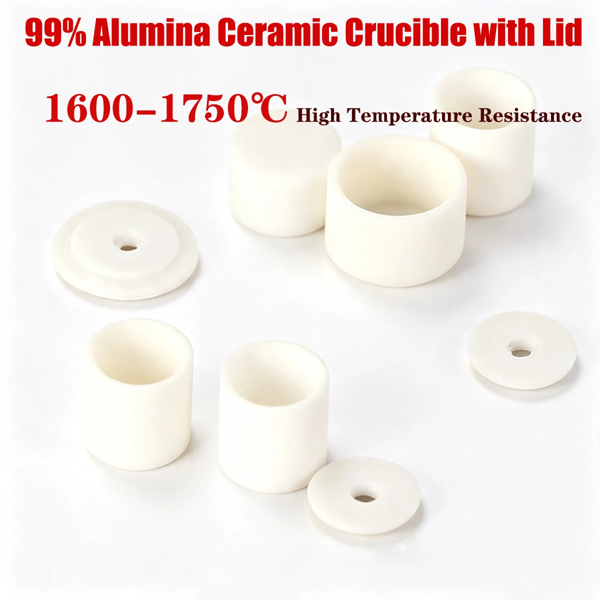 99Alumina Ceramic Crucible with Lid,Precision Ground Outer Edge,High Temperature Resistance for TGA DTA Thermal Analysis Lab Use