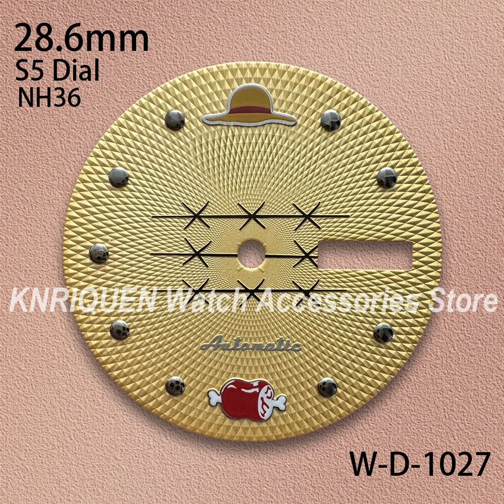 28.6mm High Quality S5 Logo Dial Cartoon Straw Hat Dial Suitable NH36 Automatic Movement Watch Modification Accessories
