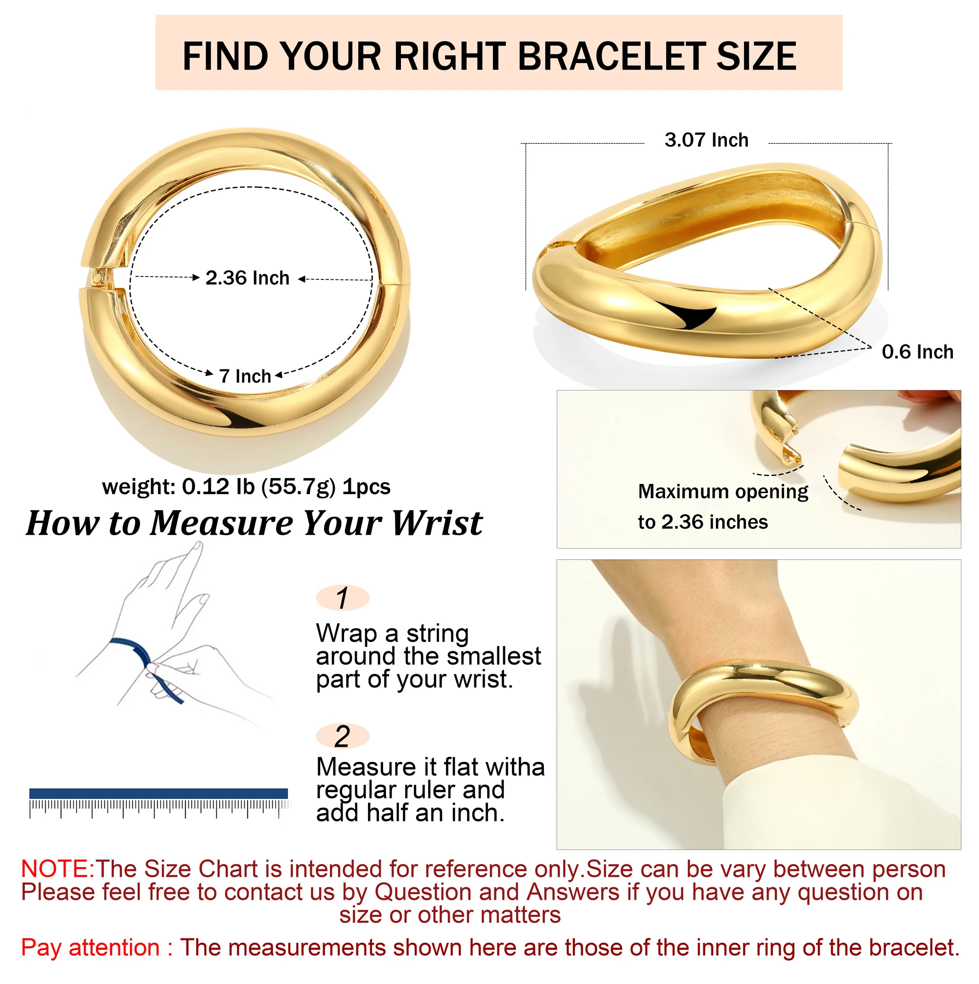 Badu Vintage Irregular Wide Metal Chunky Cuff Bangle Bracelets For Women Minimalist Hinged Arm Wrist Jewelry Gifts image 6