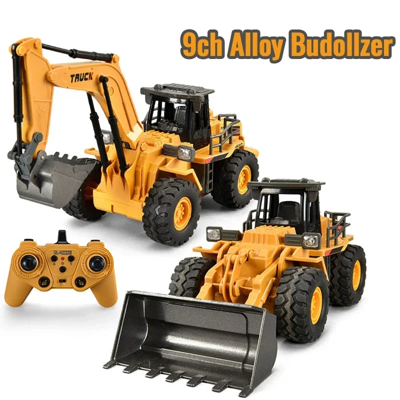 Rc Truck 9Ch Children Alloy Remote Control Car Toys for Boys Radio Control Excavator Dump Truck Bulldozer Electric Car Kids Gift