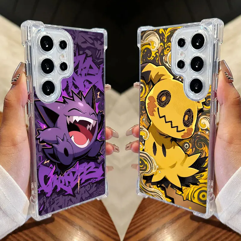 Funny P-Pokemons Mimikyus Gengars Clear Phone Case For Samsung Galaxy S26 S25 S24 Ultra S23 S22 Plus S21 S20 S26FE 5G Soft Cover
