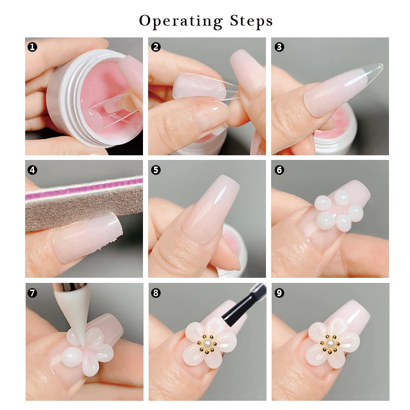 CHUNSHU 15ml Non-stick Hand Solid Extension Nail Gel White Pink UV Construction Gels Builder Camouflage Carving Flower Gel Nails