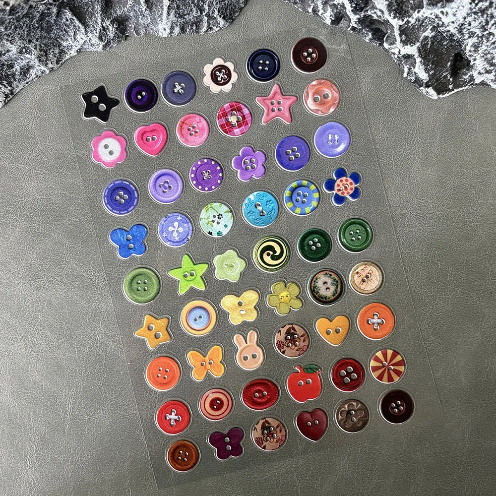 PVC Creative Button Flower Ins Style Stickers Decorative Water Cup Notebook Phone Case Personalized Waterproof Stickers