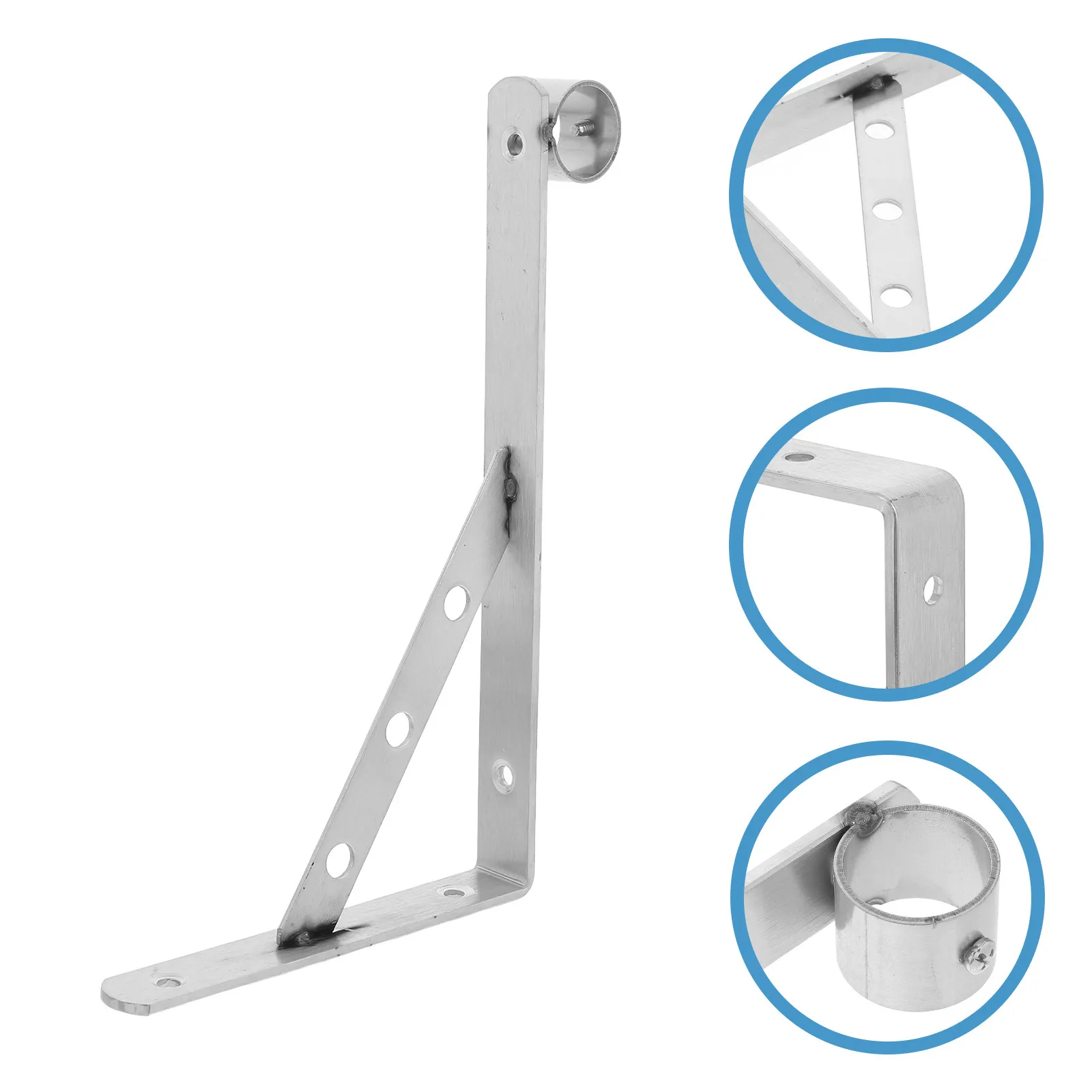 Wall Mounted Stainless Steel Clothes Hanger Rod Bracket with Triangular Stability Brackets for Small Apartments Bathrooms