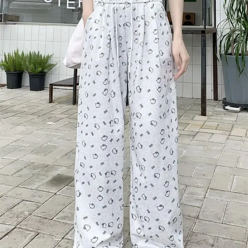 Y2K Hello Kitty pantaloni Casual Kawaii Sanrio Anime pantaloni larghi del pigiama di alta qualità stampa del fumetto ragazze carine indossano vestiti per la casa