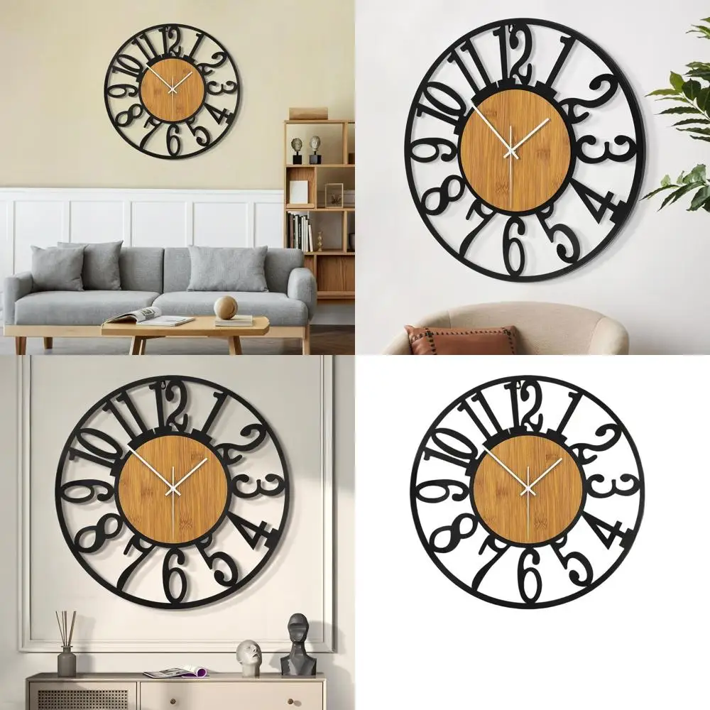 

Battery-Powered Silent Rustic Round Wall Clock, Modern & Big for Home, Office, and Farmhouse Decor