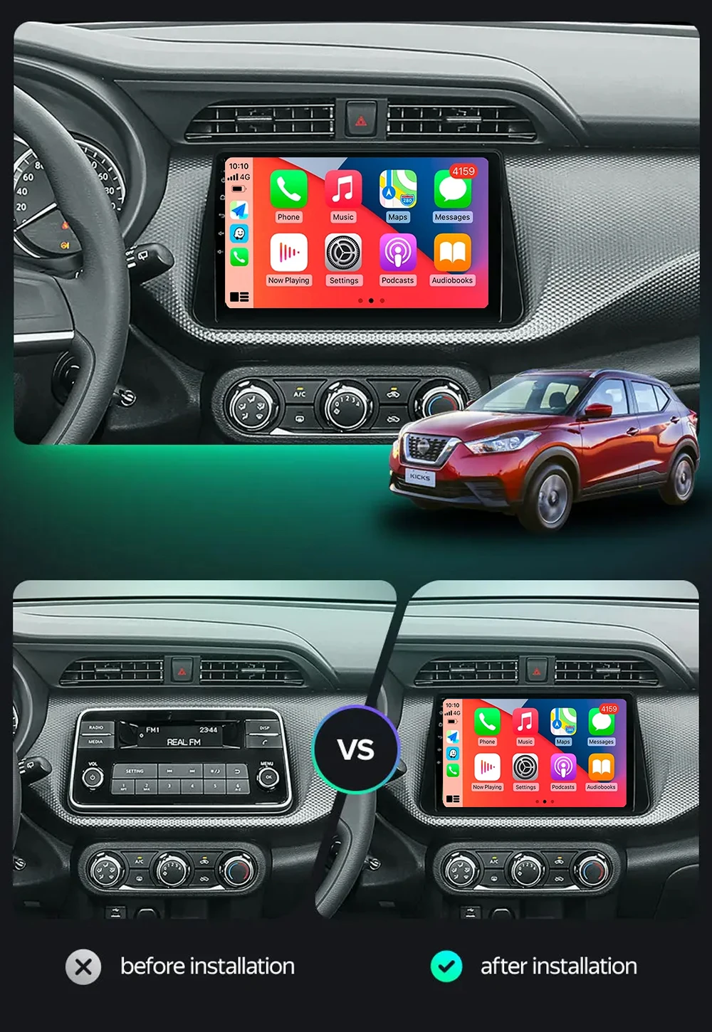 Android 15 Carplay Auto For NISSAN MICRA KICKS 2017 2018 2019 Car Radio Multimedia Video Player Navigation GPS  No 2Din 2 Din 4G