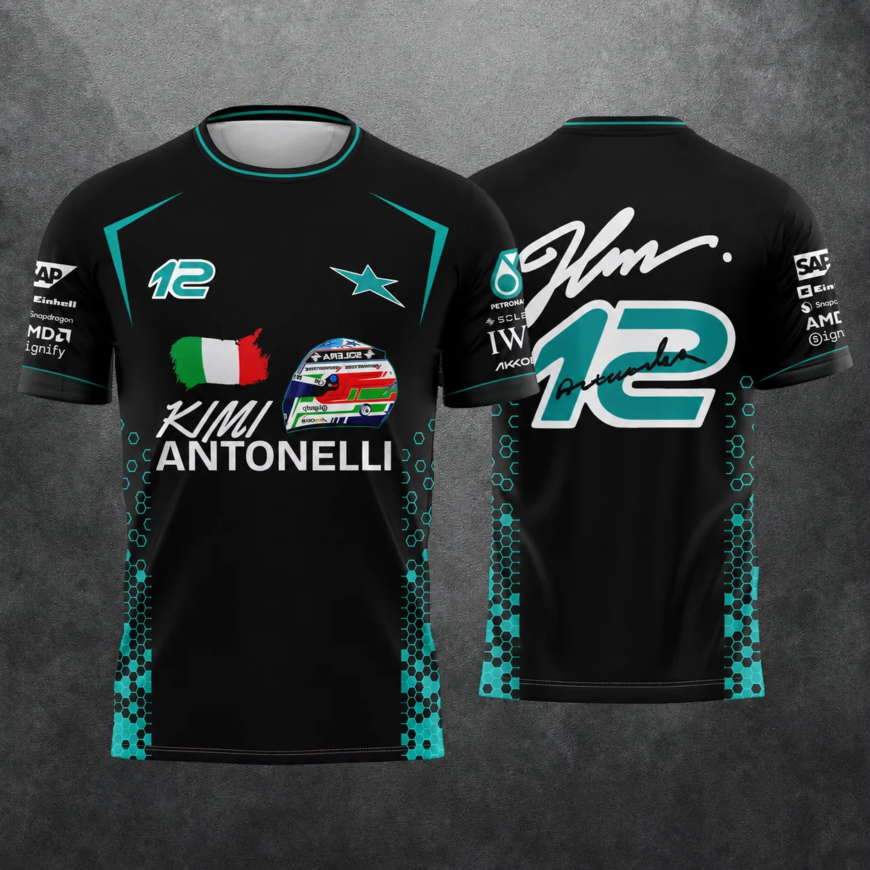 2026 New Kimi Antonelli and George Russell Racing Fan Tee Men Summer Sports Football Breathable Quick Drying Clothing Unisex Tee