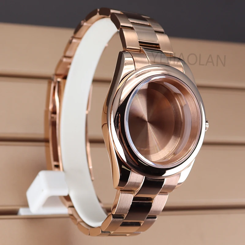 36mm 40mm NH35 Watch Case Rose Gold Bracelet Sapphire Glass For Oyster Seiko NH35 NH36 4R36 Miyota8215 8205 Movement 28.5mm Dial