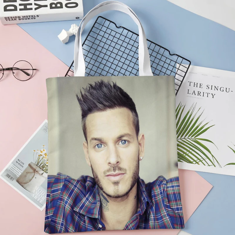 

Custom M Pokora Tote Shopping Bags 40x40cm Tote Bag Reusable Handbag Women Shoulder Cloth Pouch Foldable 6.5WJY