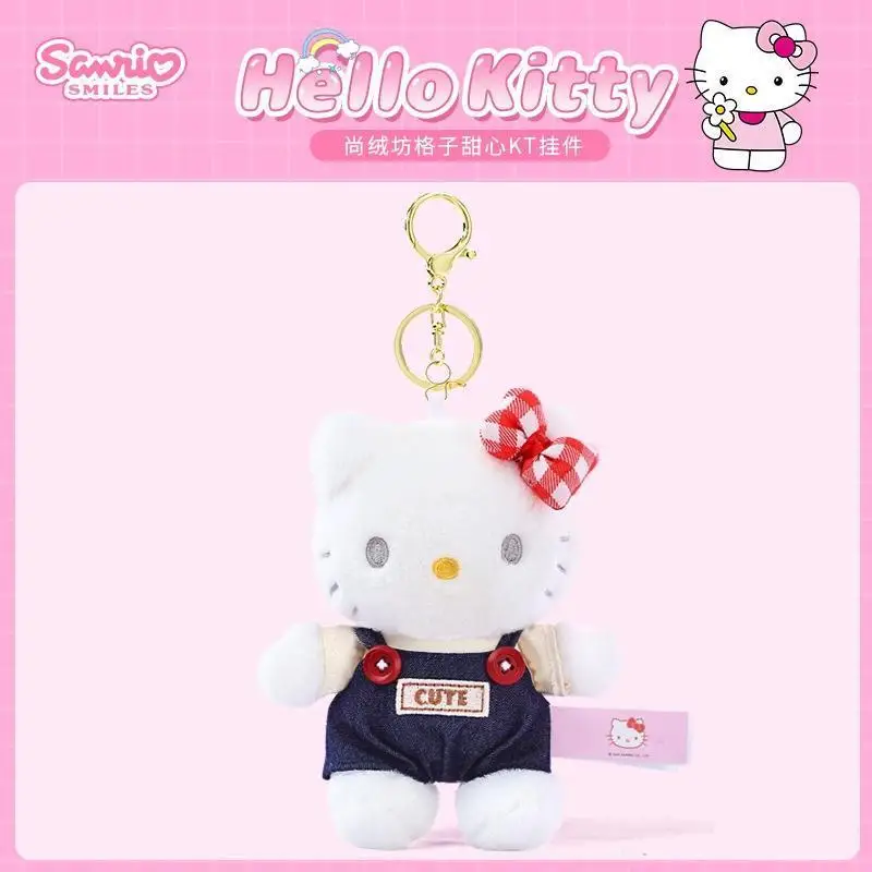 

Official Licensed Hello Kitty, Checkered Series Soft Cute Plush Doll, Exquisite Bag Charm Keychain For Bestie Birthday Gift