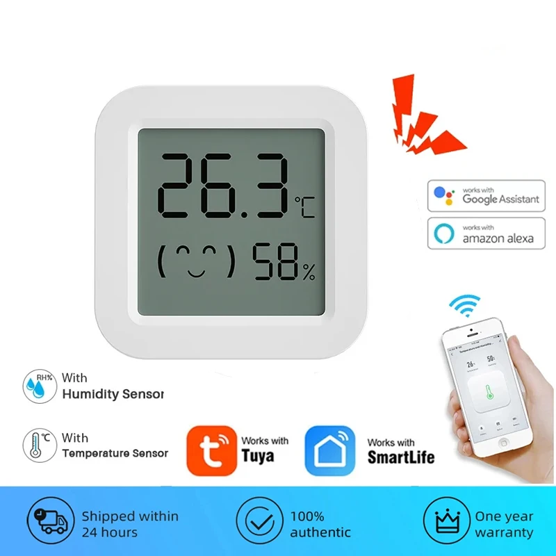 Tuya Temperature And Humidity Sensor Indoor Hygrometer Thermometer With Screen Support Alexa Google Home Smart Life Assistant