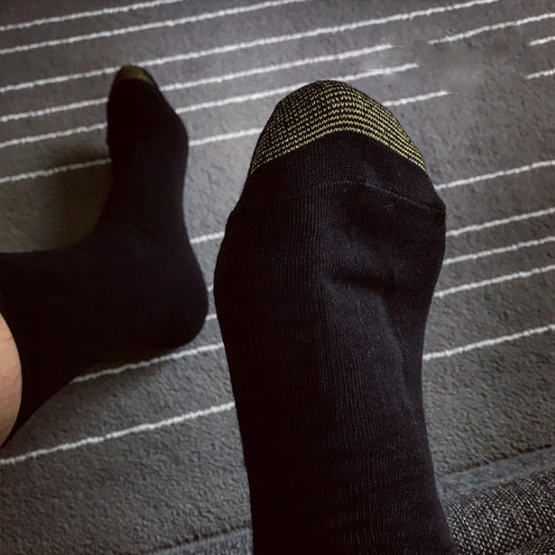 

Men's Fashion Gentlemen Socks hombre Casual Soft Golden Line Toe Man Cotton Socks Men Business Formal Tube Sock Leisure