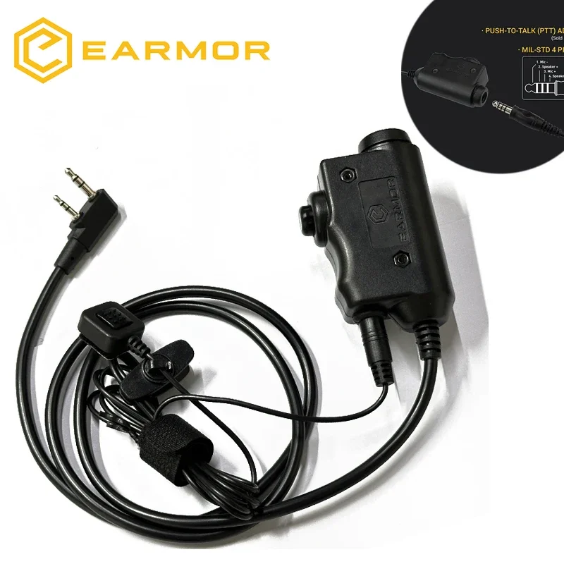 PTT Adapter M52 Push To Talk Tactical Communications Headset PTT Adapter for Airsoft Earmor MSA Sordin