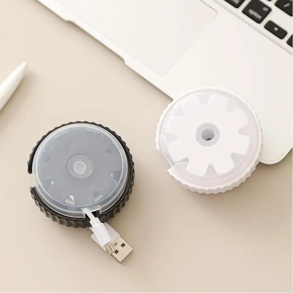 Portable Circular Retractable Cable Winder, PP+ABS Compact Cord Organizer, Storage Box for Earphones, Charging USB Cables