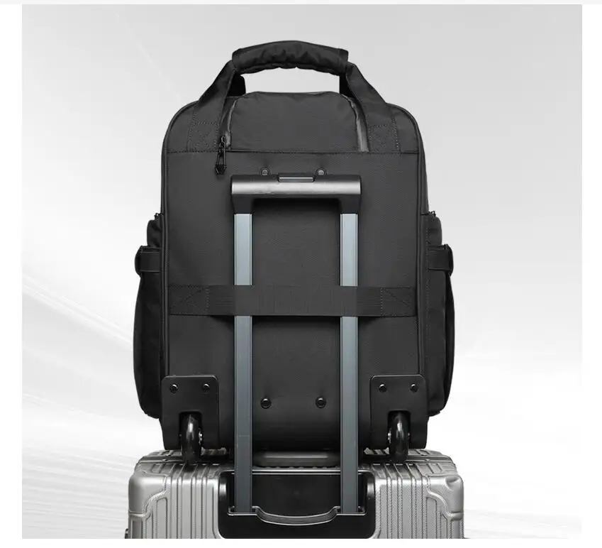 Rolling Backpack 18 inch Water Proof Wheeled Laptop Backpack Carry on Luggage Business Trolley Bag Overnight College Laptop Bag