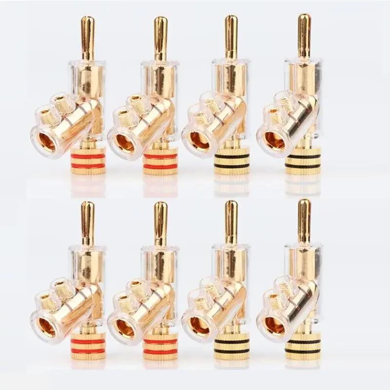 Hifi Audio Gold Plated Closed Screw Lock Speaker Cable Banana Plug Connector for DIY Speaker Wire Audio/Video Receiver