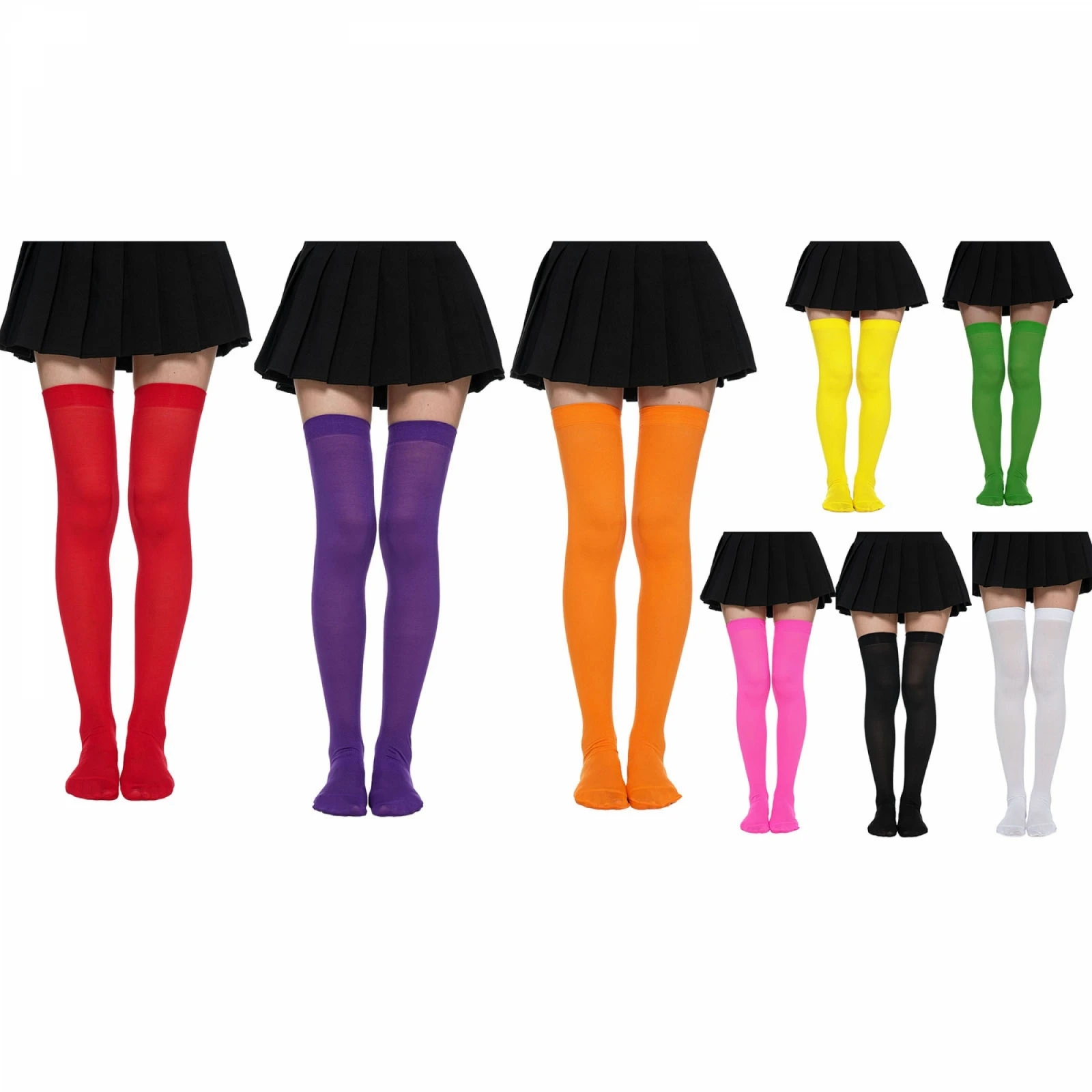 Chaussettes pour femmes, couleur unie, élégantes, au-dessus du genou, chaussettes hautes jusqu'à la cuisse
