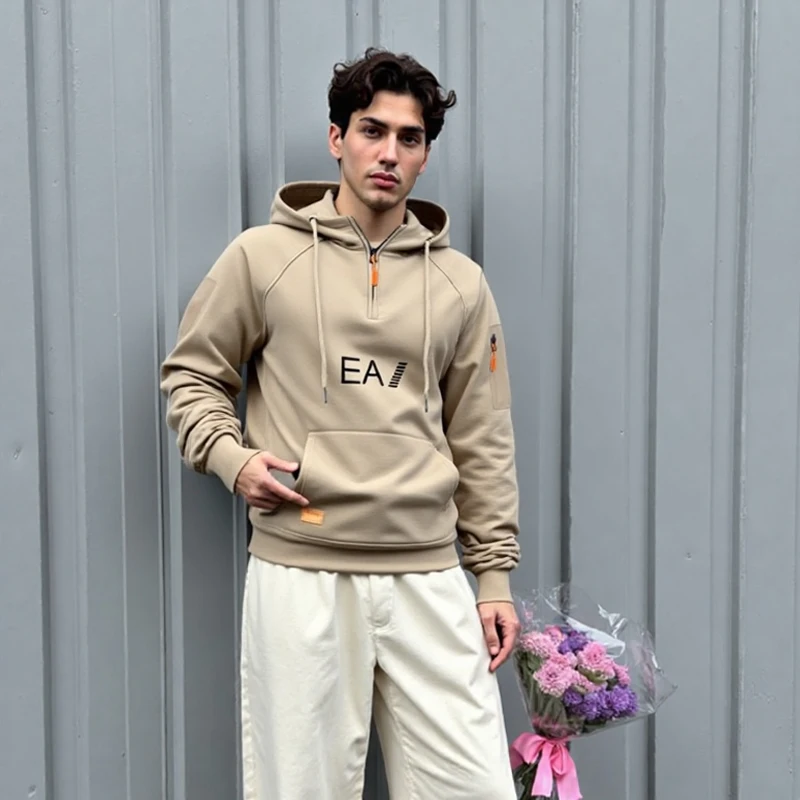 

Loose, warm, fashionable and casual sportswear for autumn and winter, men's printed sweatshirt, outdoor fitness pullover