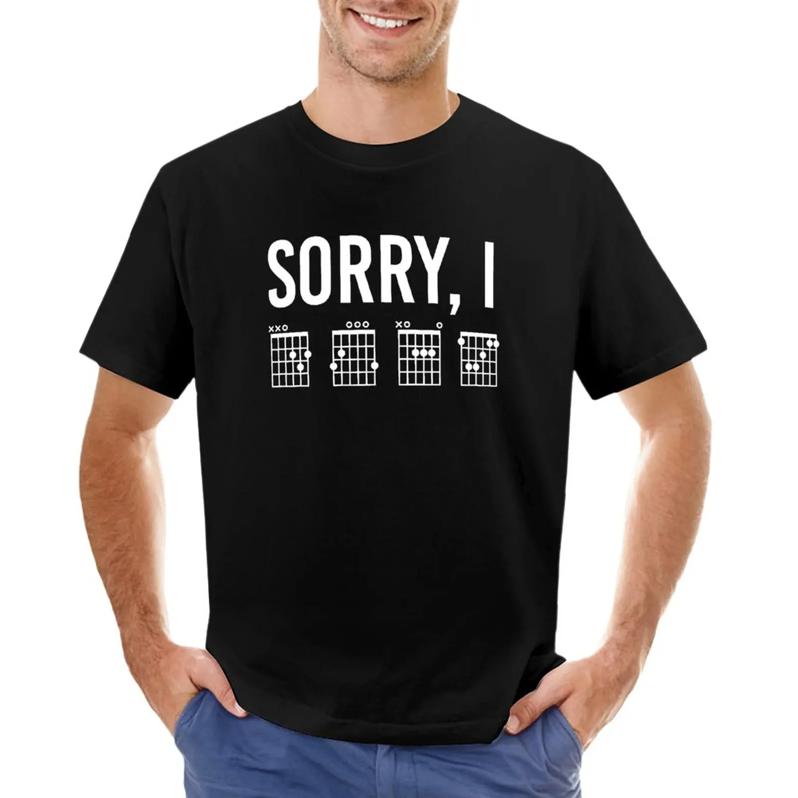 Sorry I DGAF Funny guitar chords hidden message | Funny guitar music gifts T-Shirt korean fashion black t-shirts for men