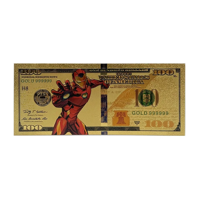 Marvel heroes Ironman Captain America Gold Commemorative Banknote Collection Movie Peripherals Best Gifts