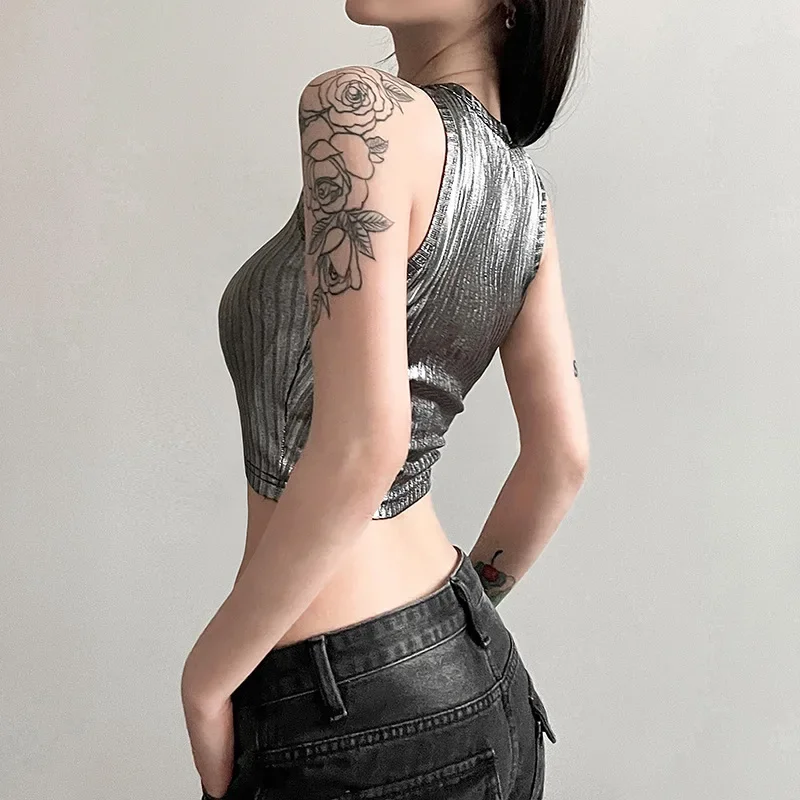 2026 Autumn Style Solid Color Distinctive All-match Casual High Street Cool Women's Letter Vest