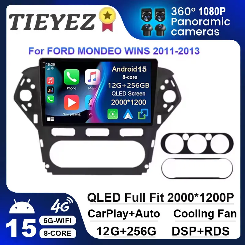 

Android 15 Car Radio for Ford Mondeo 4 2011-2013 with Carplay Multimedia GPS 360 Camera 2 DIN Stereo Video Player
