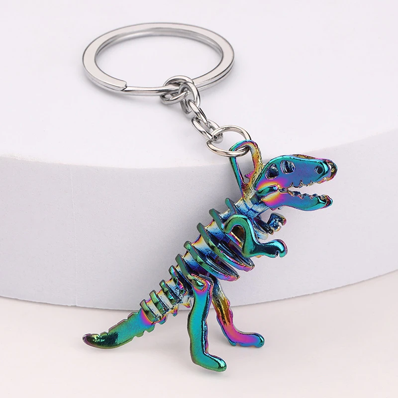 1PC Alloy Colorful Skeleton Dinosaur Key Chain Holiday Gift Pendant Key Chain Car key Bag Charm Accessories