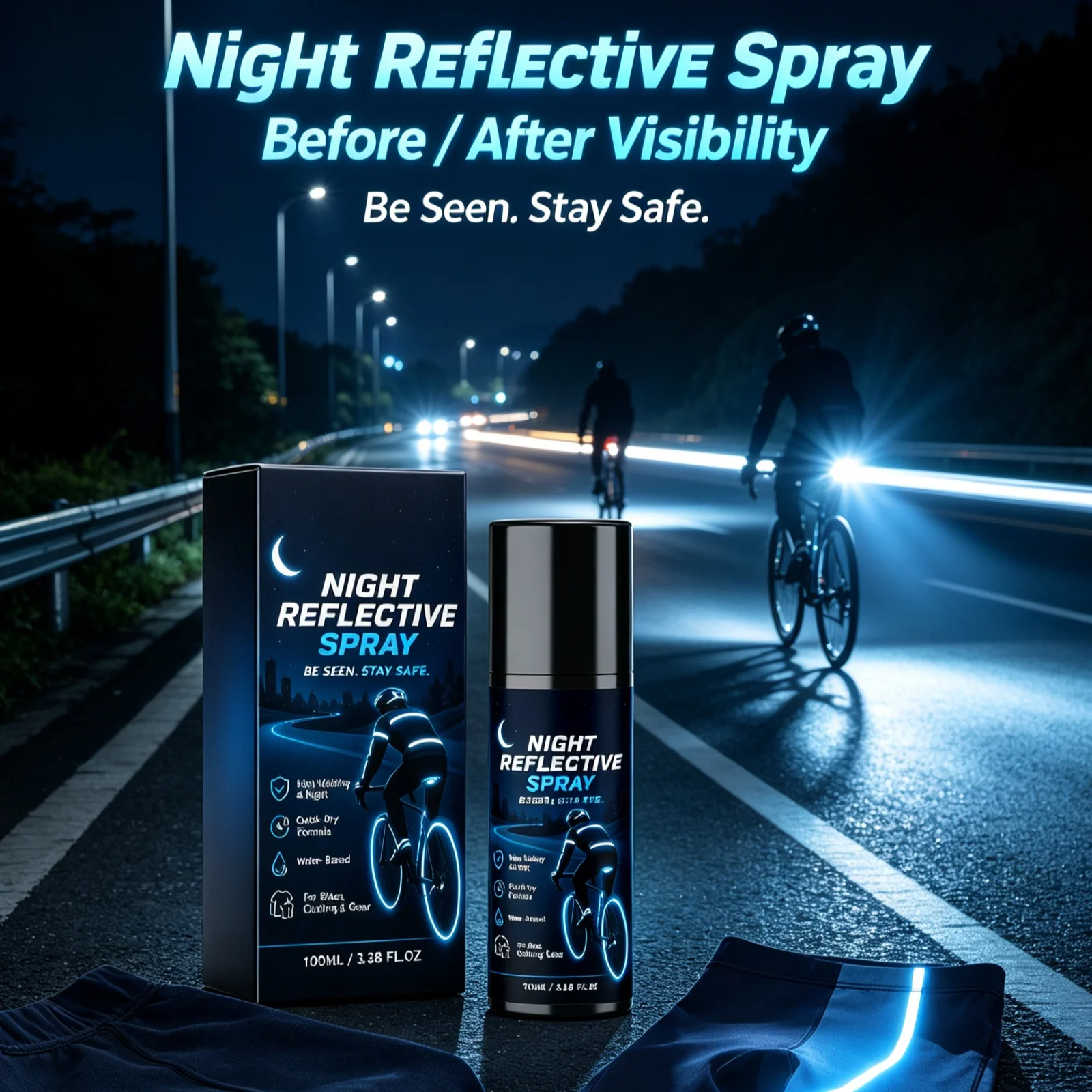 Night Reflective Spray Quick Dry Waterproof Enhance Visibility Night Running Cycling Warning Mark Outdoor Gear Reflective Spray