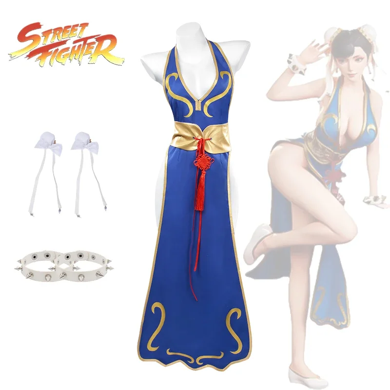 Костюмы для косплея Chun Li, аниме-игра, уличный истребитель, карнавальный костюм, платье Cheongsam, наряд для вечеринки на Хэллоуин, одежда для ролевых игр 2025