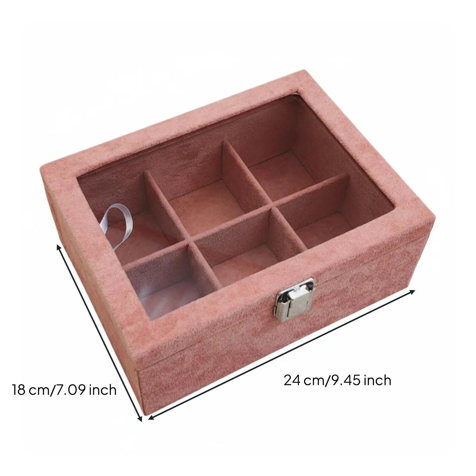 Elegant Flannel Jewelry Storage Box with Glass Lid Watch Bracelet Organizer Display Case for Dressing Table