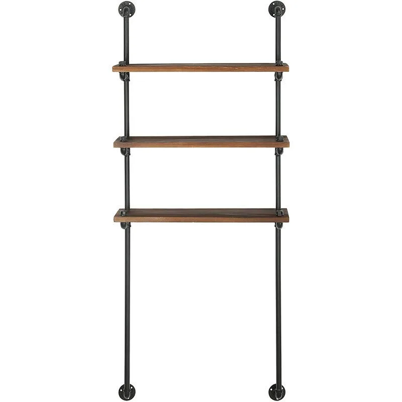 American industrial air duct toilet bathroom rack, retro solid wood wall-mounted bathroom toilet rack