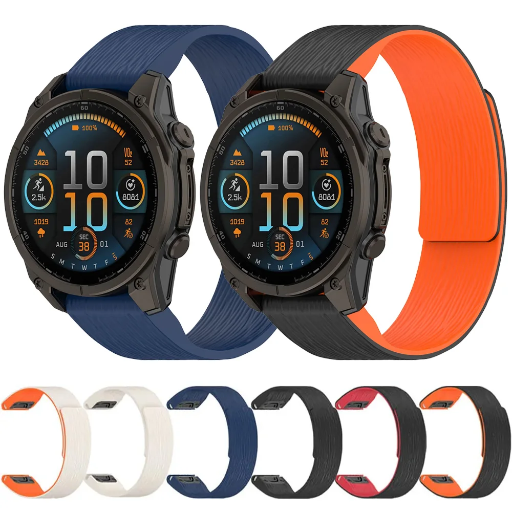 20mm 22mm 26mm Magnetisches Silikonarmband für Garmin Quatix 8 Tactix 8 51/47mm Quick Fit Uhrenarmband Instinct 3/Forerunner 970 Correa