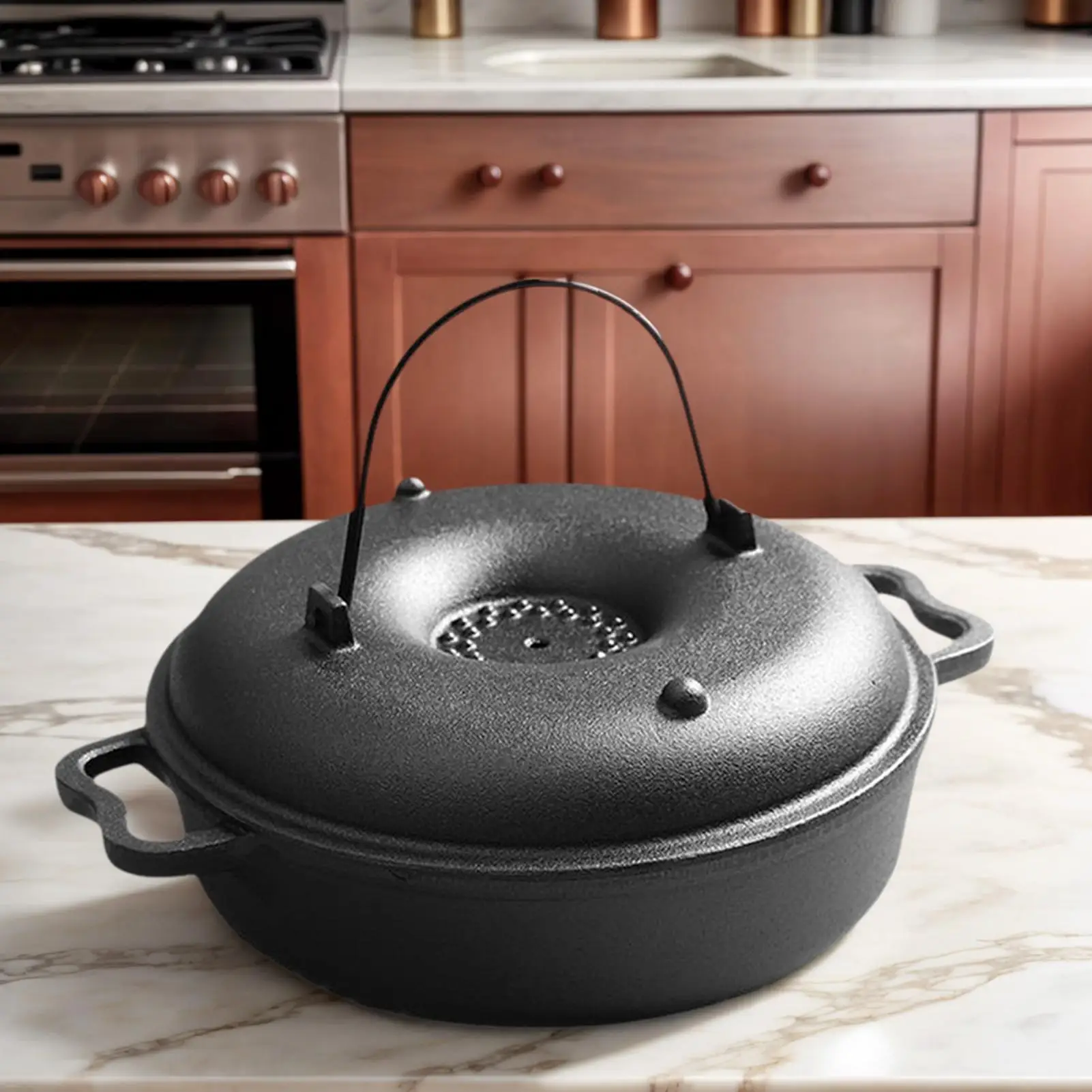 وعاء مرجل للطهي أواني طهي غير لاصقة مع مقبض من الحديد الزهر وعاء فرن هولندي مع غطاء للقلي والخياطة والتحميص