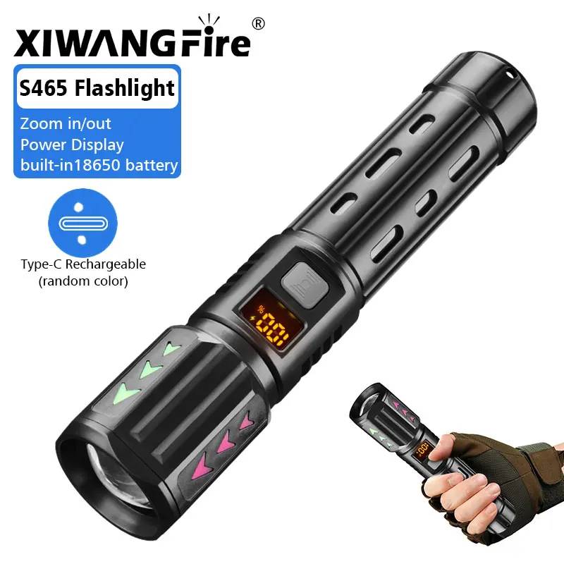 High Power Rechargeable Led Flashlight Very Strong Led Flashlight With Side Light Torch For Outdoor Camping Hiking