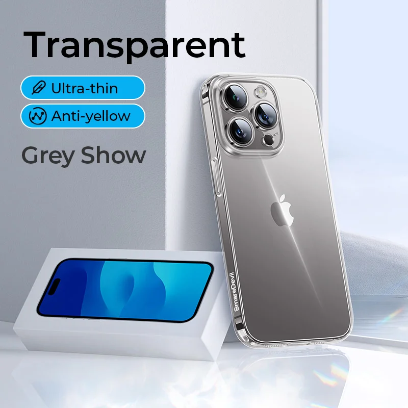 Joyroom Case Voor Iphone 15 Pro Max Crystal Transparant Case Back Pc + Tpu Anti-Gele Volledige Lens Cover Voor Iphone 13 14 Pro Max