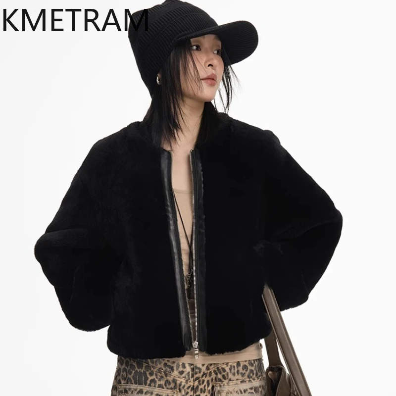 100% laine naturelle en peau de mouton Double face veste de fourrure femme de luxe court réel manteau de fourrure femmes vêtements d'hiver 2025 шуба ж Döncud