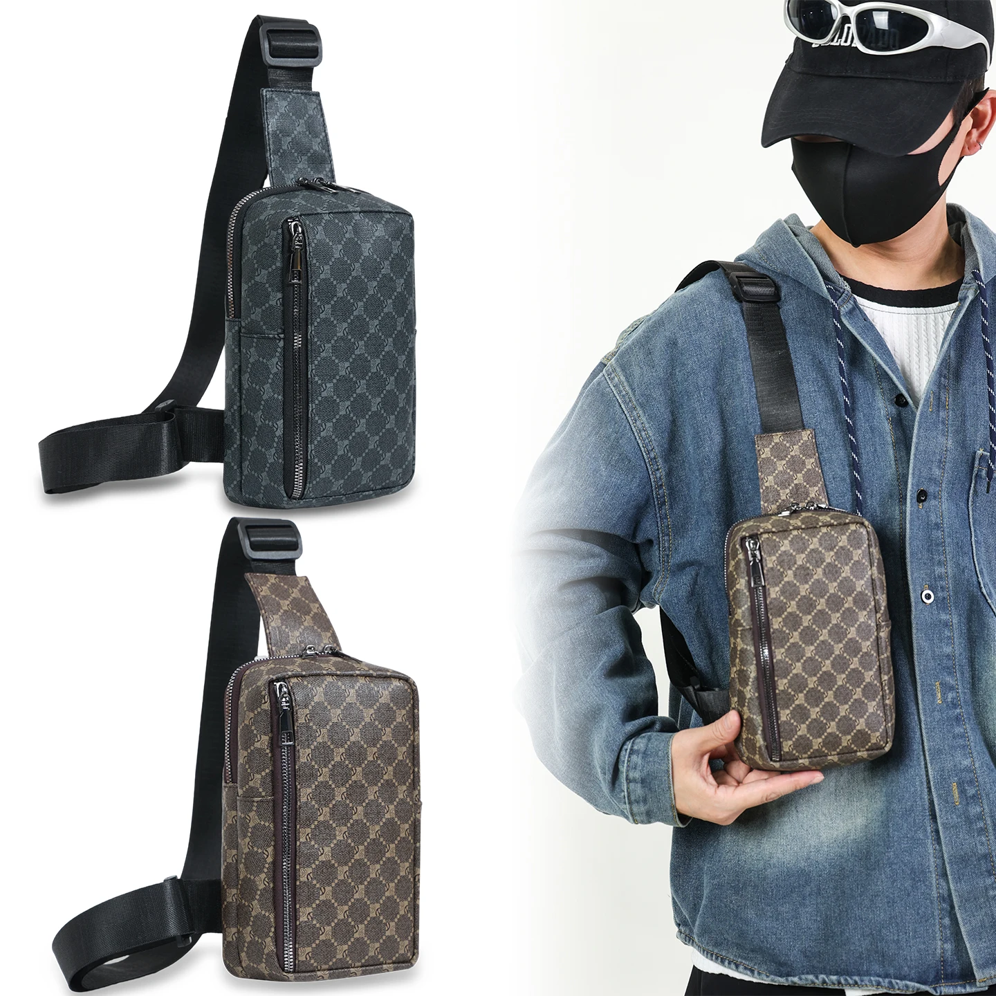 حقيبة كتف عصرية للرجال لقصر النظر الشيخوخي حقيبة كتف من البولي يوريثان حقيبة كروس حقيبة صدر للرجال باندولرا هومبر غانغنافيكا أنرجولكا #1