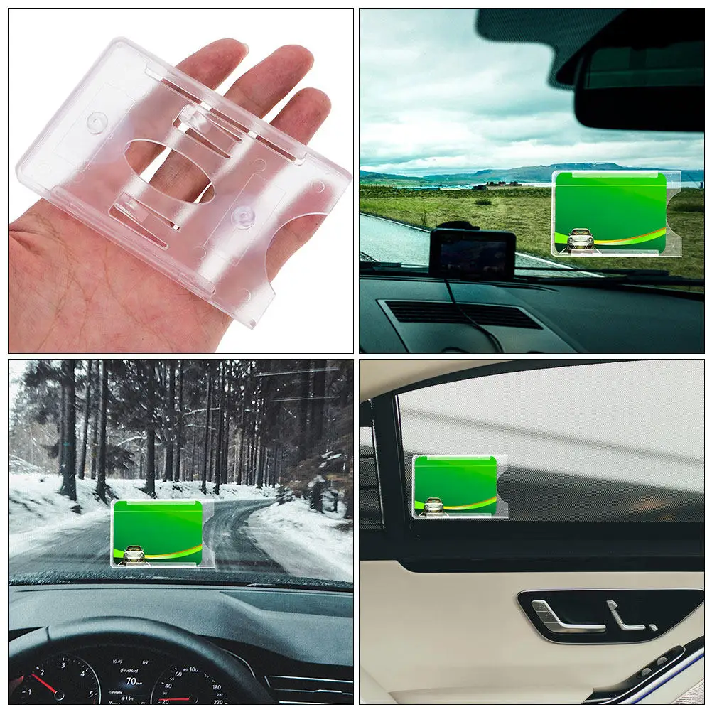 

2Pcs Car Permit Holder Plastic Suction Cup Transparent Card Holder Windshield Parking Pass Toll License Car Permit Hanger