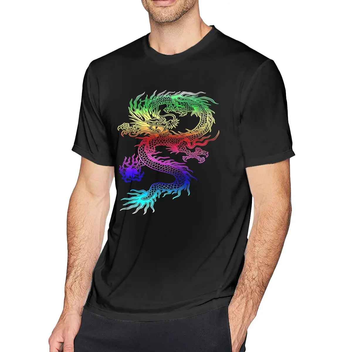 Year Of The Dragon Men'S Cotton T-Shirt Short Sleeve Oversized Graphic Tees Clothes Streetwear Vintage Tops T Shirt