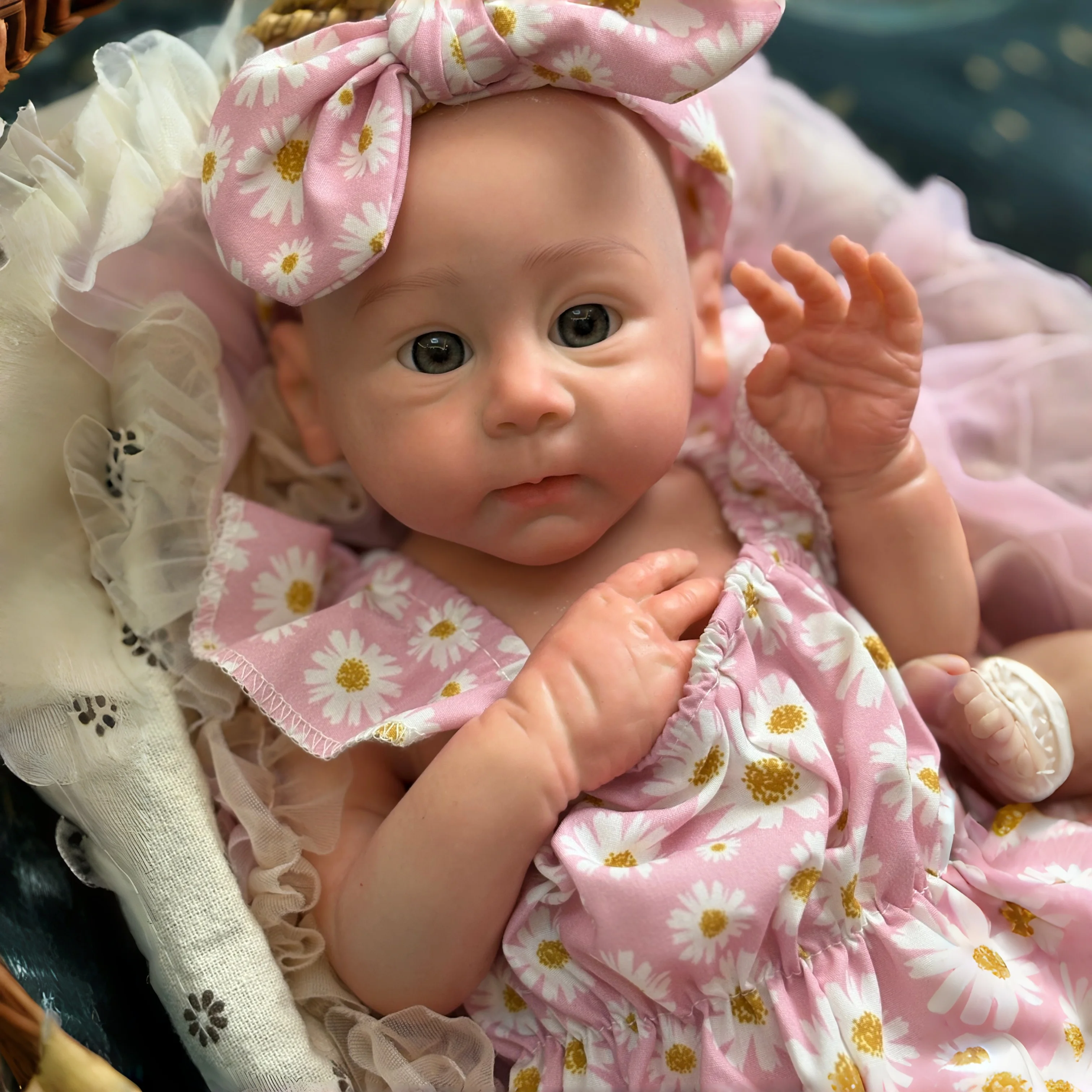 18 Inch Full Silicone Open Eyes Reborn  Doll, Handmade, Advanced Painted, Bathable, Collectible & Gift