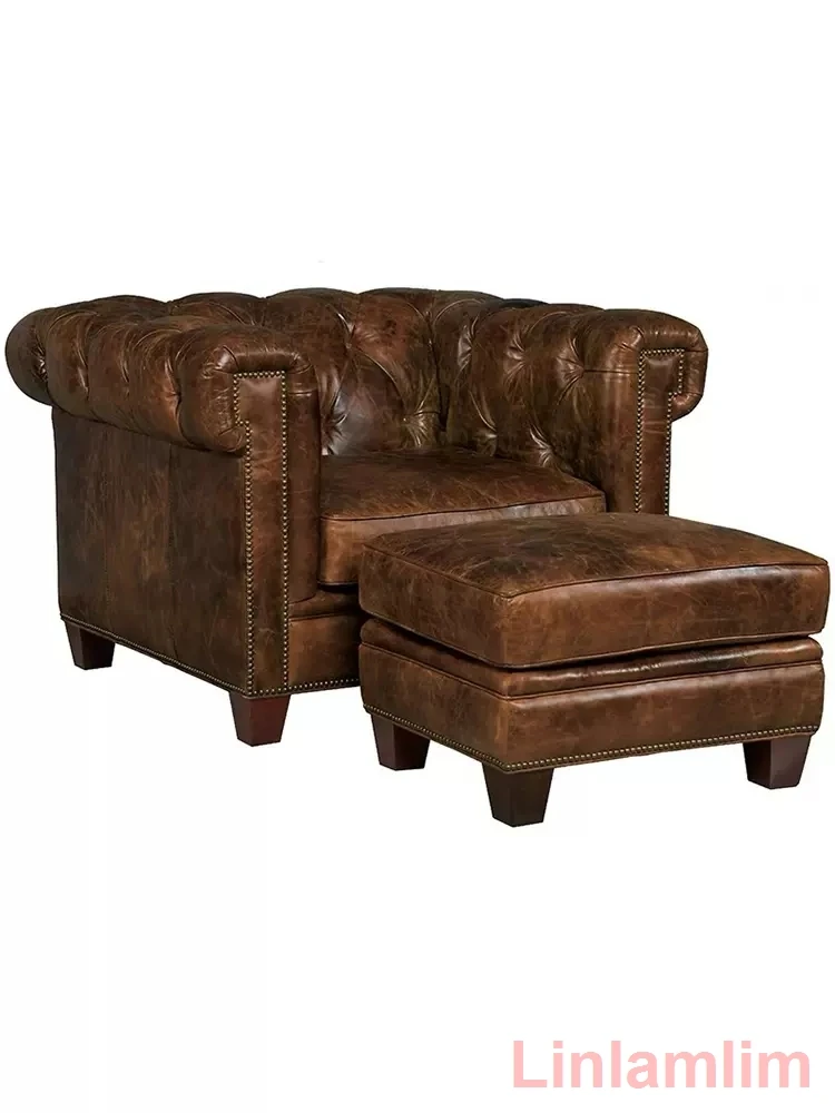 Luxury Leather Chesterfield Sofa – 3-Seater Tufted Couch 6