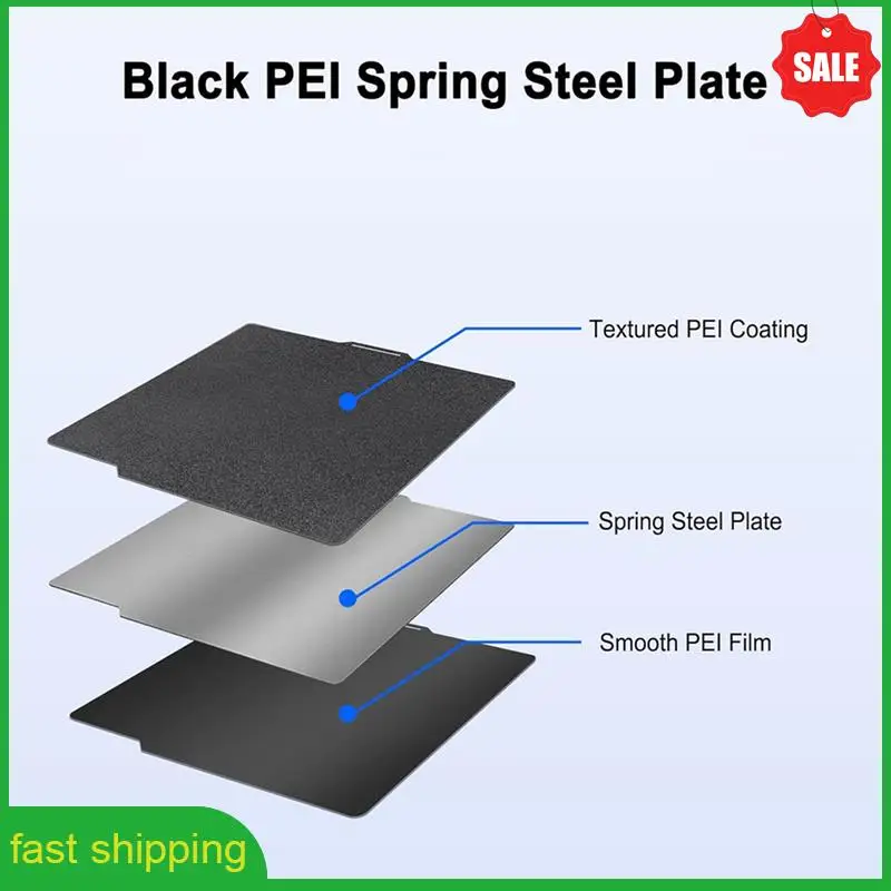 A010 2Pcs 257X257mm Black PEI Double Sided Build Plate For Bambu-Lab A1/X1C/X1/X1E/P1P/P1S, Smooth PEI&Textured PEI Plate