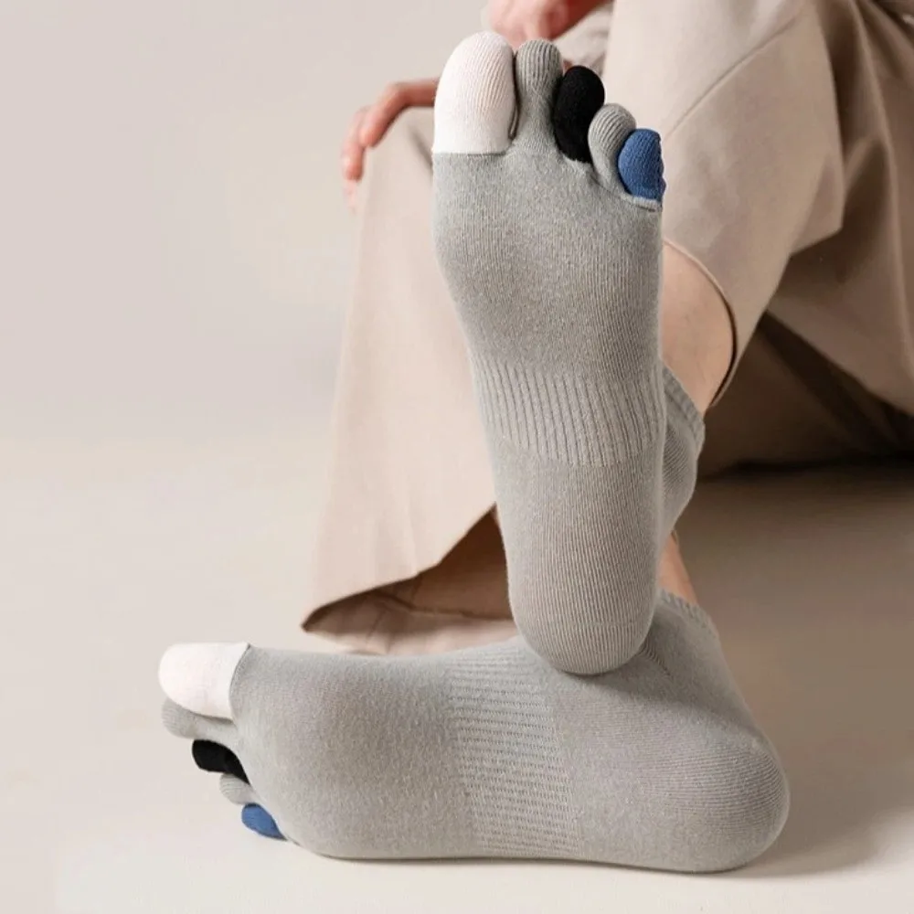 Hosiery Men's Five Finger Socks Colorful Toe Design Anti-slip Five Toe Socks Separate Fingers Cotton Sports Socks Spring Summer