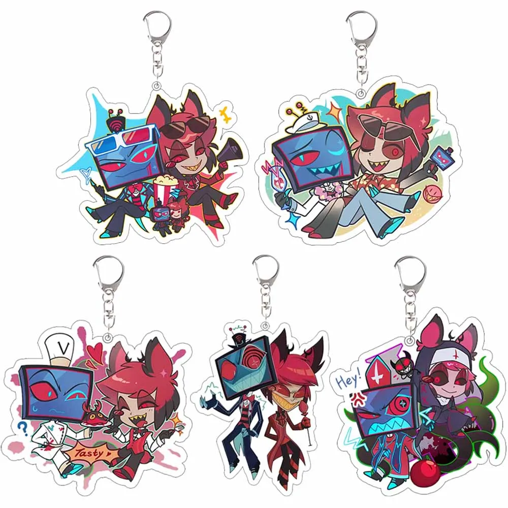 Portachiavi Acrilico di Hazbin Hotel con Vox e Alastor_1